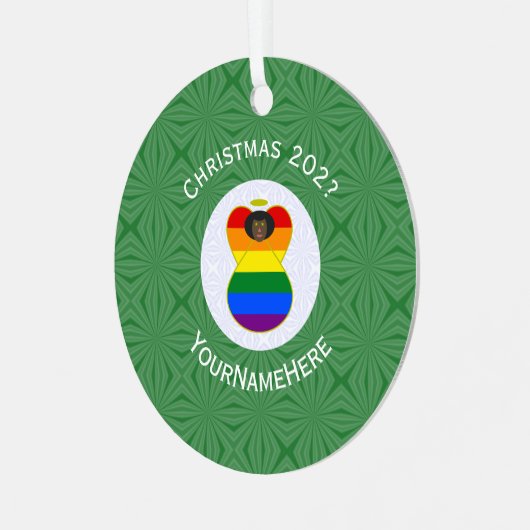 Gay Pride Black Angel Flag Weihnachten Personalisi Ornament Aus Metall (Vorderseite links)