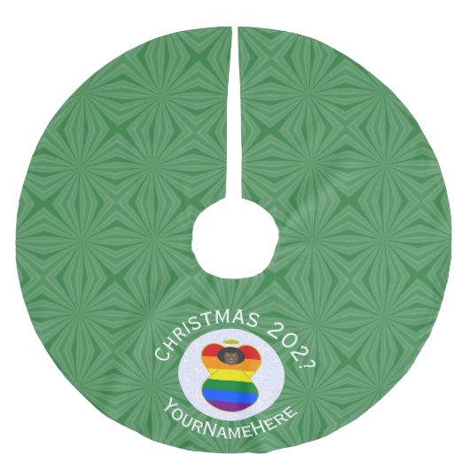 Gay Pride Black Angel Flag Weihnachten Personalisi Polyester Weihnachtsbaumdecke (Vorderseite)