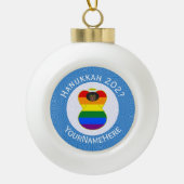 Gay Pride Black Angel Hanukkah Flag Personalisiert Keramik Kugel-Ornament (Vorderseite)