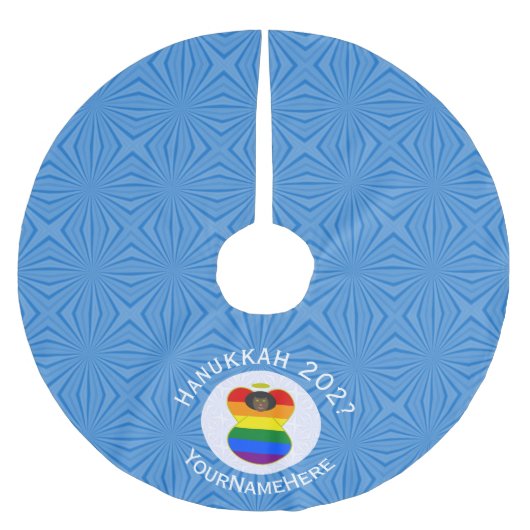 Gay Pride Black Angel Hanukkah Flag Personalisiert Polyester Weihnachtsbaumdecke (Vorderseite)