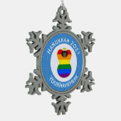 Gay Pride Black Angel Hanukkah Flag Personalisiert Schneeflocken Zinn-Ornament (Links)