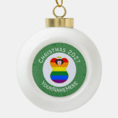 Gay Pride Black Hair Angel Weihnachtsfahne Persönl Keramik Kugel-Ornament (Vorderseite)