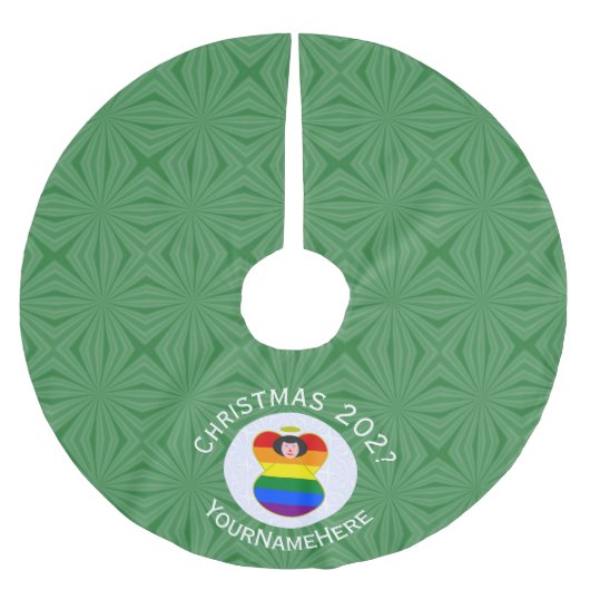 Gay Pride Black Hair Angel Weihnachtsfahne Persönl Polyester Weihnachtsbaumdecke (Vorderseite)