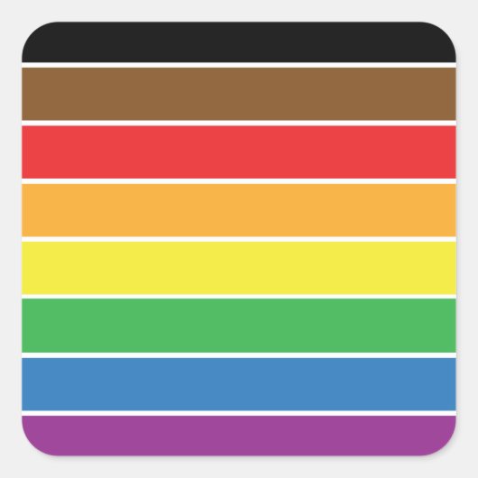 Gay Pride - BLM-Gay Pride-Flag - Regenbogenstreife Quadratischer Aufkleber (Vorderseite)