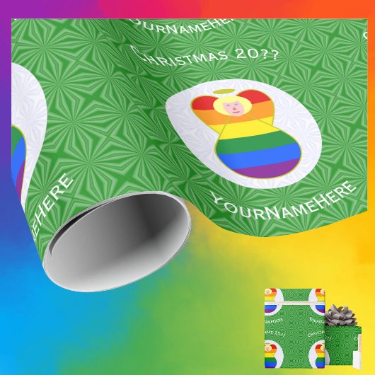 Gay Pride Blonde Angel Weihnachtsflagge Personalis Geschenkpapier