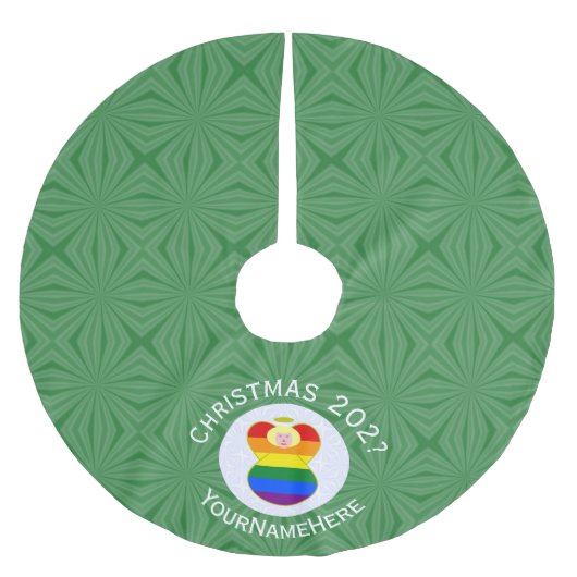 Gay Pride Blonde Angel Weihnachtsflagge Personalis Polyester Weihnachtsbaumdecke (Vorderseite)