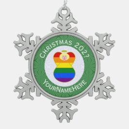 Gay Pride Blonde Angel Weihnachtsflagge Personalis Schneeflocken Zinn-Ornament