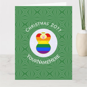 Gay Pride Blondine Engel Weihnachtsflagge Personal Karte