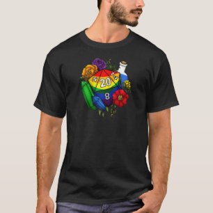 Gay Pride Blume Tabletop Rpg Gaming Dice Game Re T-Shirt