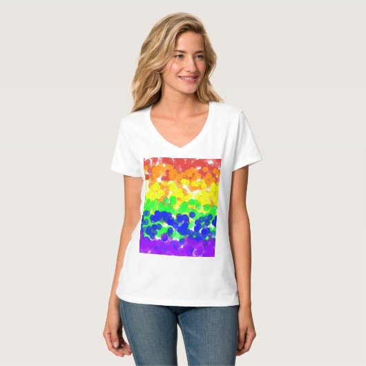 Gay Pride Bokeh Flag T-Shirt (Vorderseite Vollansicht)