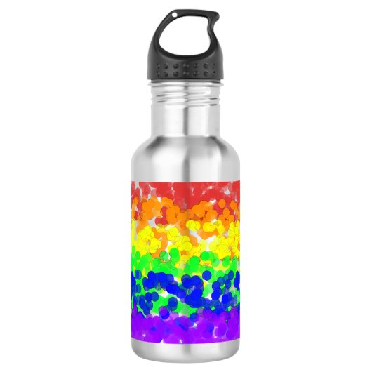 Gay-Pride-Bokeh-Flagge Edelstahlflasche (Vorderseite)