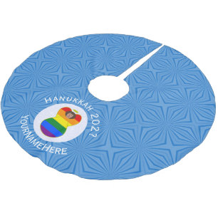 Gay Pride Brauner Engel Hanukkah-Flagge Personalis Polyester Weihnachtsbaumdecke