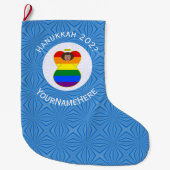 Gay Pride Brown Angel Hanukkah Flag Personalisiert Großer Weihnachtsstrumpf (Vorderseite)