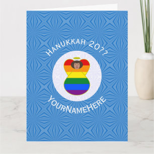 Gay Pride Brown Angel Hanukkah Flag Personalisiert Karte