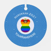 Gay Pride Brown Angel Hanukkah Flag Personalisiert Ornament Aus Metall (Rückseite)