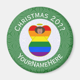 Gay Pride Brown Skin Angel Weihnachtsfahne Persönl Magnet