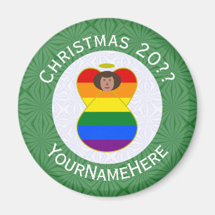 Gay Pride Brown Skin Engel Weihnachtsflagge Person Magnet