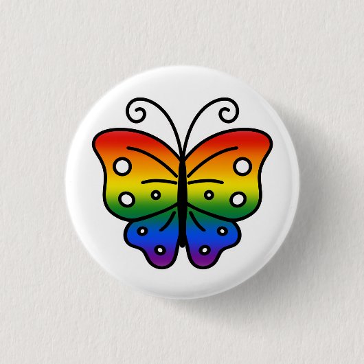 Gay Pride Butterfly Pin Badge Button (Vorderseite)
