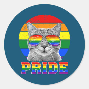 Gay Pride Cat Gay Cat Pride LGBT Gay Gay Pride Runder Aufkleber