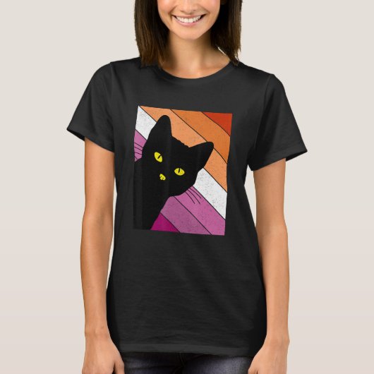 Gay Pride Cat Lesbian Rainbow Flag LGBTQ Cat Mom C T-Shirt (Vorderseite)
