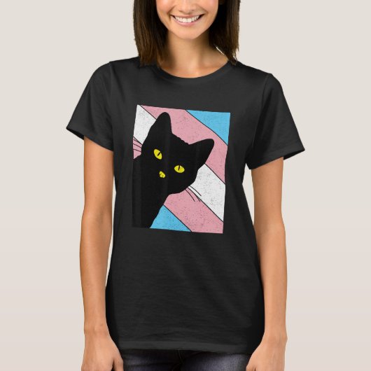 Gay Pride Cat Transgender Rainbow Flag LGBTQ Cat M T-Shirt (Vorderseite)