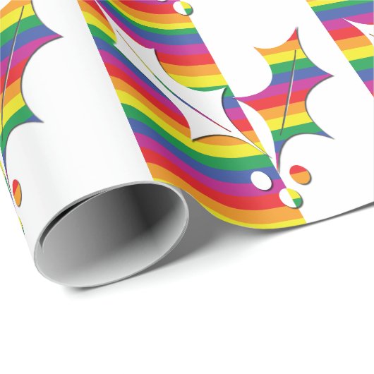 Gay Pride Christmas Holly Geschenkpapier (Rolleneckpunkt)