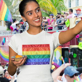 Gay Pride Classic Imitate Silk Rainbow Flag LGBTQ  T-Shirt