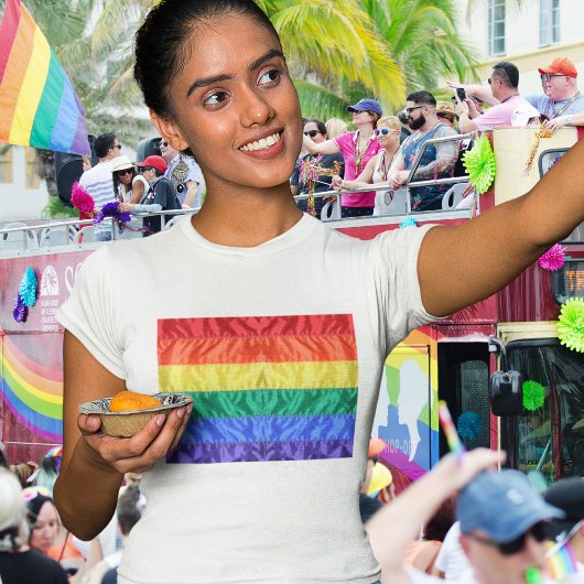 Gay Pride Classic Imitate Silk Rainbow Flag LGBTQ  T-Shirt