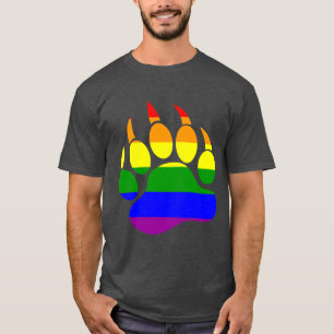 Gay Pride Colors Bear Paw Rainbow Flag T-Shirt