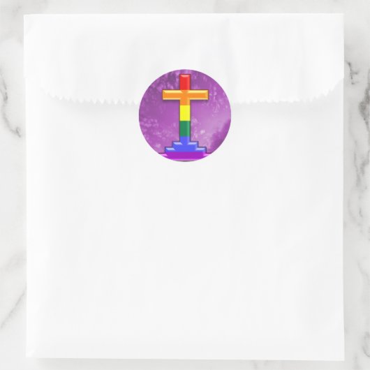 Gay Pride Cross Runder Aufkleber (Tasche)