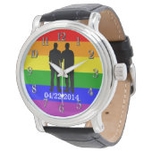 Gay Pride Custom Gay Couple Wedding Day Armbanduhr (Schrägansicht)