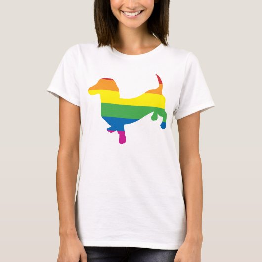 Gay Pride Dackel/Dackel T-Shirt (Vorderseite)