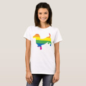 Gay Pride Dackel/Dackel T-Shirt (Vorne ganz)