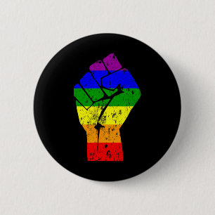 Gay Pride der Faust-Regenbogenflagge Button