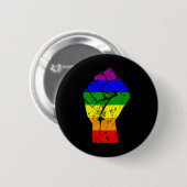 Gay Pride der Faust-Regenbogenflagge Button (Vorne & Hinten)