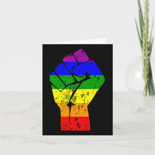 Gay Pride der Faust-Regenbogenflagge Karte (Vorderseite)