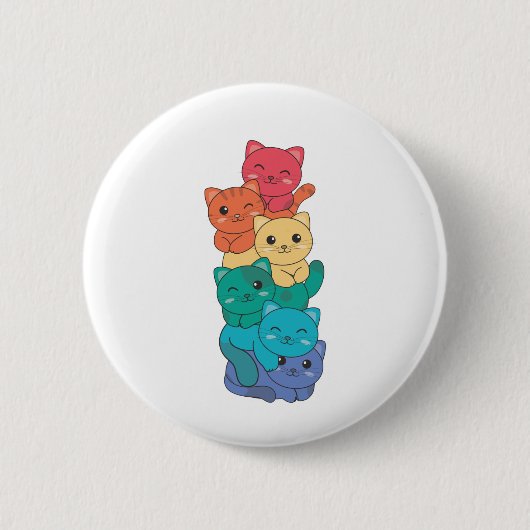 Gay Pride der Regenbogenflagge Lgbtq Katzen Niedli Button (Vorderseite)