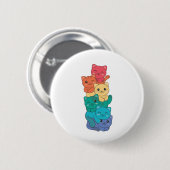 Gay Pride der Regenbogenflagge Lgbtq Katzen Niedli Button (Vorne & Hinten)