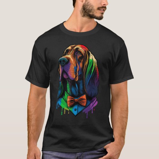 Gay Pride des Bluthundes Hund LGBT Rainbow Flag Bl T-Shirt (Vorderseite)