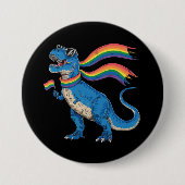 Gay Pride Dino Trex Regenbogen Flag Lgbt Ally Button (Vorderseite)