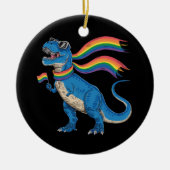 Gay Pride Dino Trex Regenbogen Flag Lgbt Ally Keramik Ornament (Vorne)
