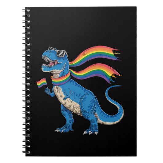 Gay Pride Dino Trex Regenbogen Flag Lgbt Ally Notizblock (Vorderseite)