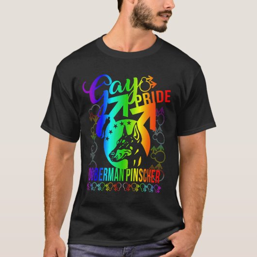 Gay Pride Doberman Pinscher T-Shirt (Vorderseite)