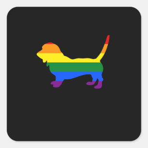 Gay Pride Dog Basset Hound Rainbow Gay Pride Flag Quadratischer Aufkleber