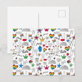 Gay Pride-Doodle-Muster Feiertagspostkarte (Vorne/Hinten)