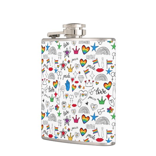 Gay Pride-Doodle-Muster Flachmann (Links)