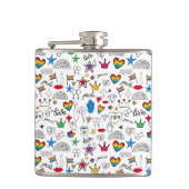 Gay Pride-Doodle-Muster Flachmann (Vorderseite)