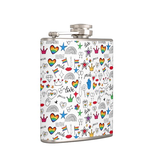 Gay Pride-Doodle-Muster Flachmann (Rechts)