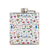 Gay Pride-Doodle-Muster Flachmann (Rückseite)