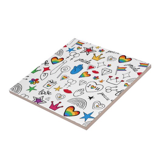 Gay Pride-Doodle-Muster Fliese (Seite)